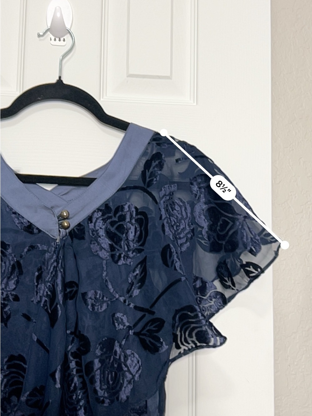 Wear Mena NWT Blue Velvet Burnout Floral Chiffon Midi Dress Size 4 - Picture 9 of 11
